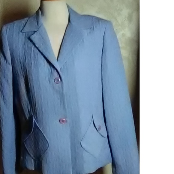 Sag Harbor Lt Blue Quilted Cotton Blazer Size 14 - Picture 5 of 5